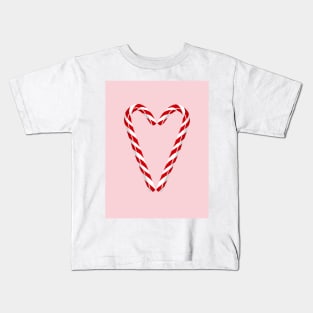A candy cane heart on bubblegum pink Kids T-Shirt